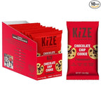 KiZE Energy Bars - Gluten Free, Dairy Free, Non-GMO, and High Protein Meal Replacement Energy Bars, Clean and Simple Food Ingredients - Chocolate Chip Cookie, 10g High Protein Snacks, (10 Count)