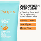 Pacifica Beauty Sea Foam Face Cleanser, Daily Gentle Foaming Face Wash, With Coconut Water + Sea Algae Complex, Removes Makeup, For Combination and Oily Skin, Vegan and Cruelty Free, Clean Skin Care