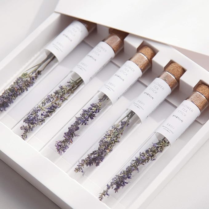 KKOKDAM Fancy Tea Gift Set – Korean Mint Blooming Flowers from South Korea - 5 Premium Flower Tea Sticks, Perfect as Unique Gifts or Gifts for Women