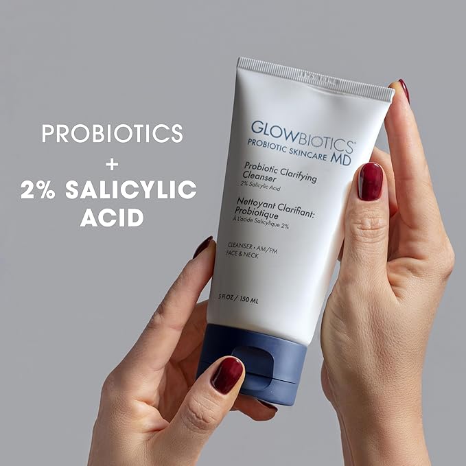 Glowbiotics Probiotic Clarifying Cleanser 5 oz – Gentle Foaming Face Wash with 2% Salicylic Acid & Niacinamide, Clears Pores & Excess Oil