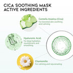Cica Calming Mask for Face Sensitive Irritated Skin, Soothing, Moisturizing, Korean Anti Aging Face Mask, Eve Vegan, Chamomile, Hyaluronic Acid 10EA