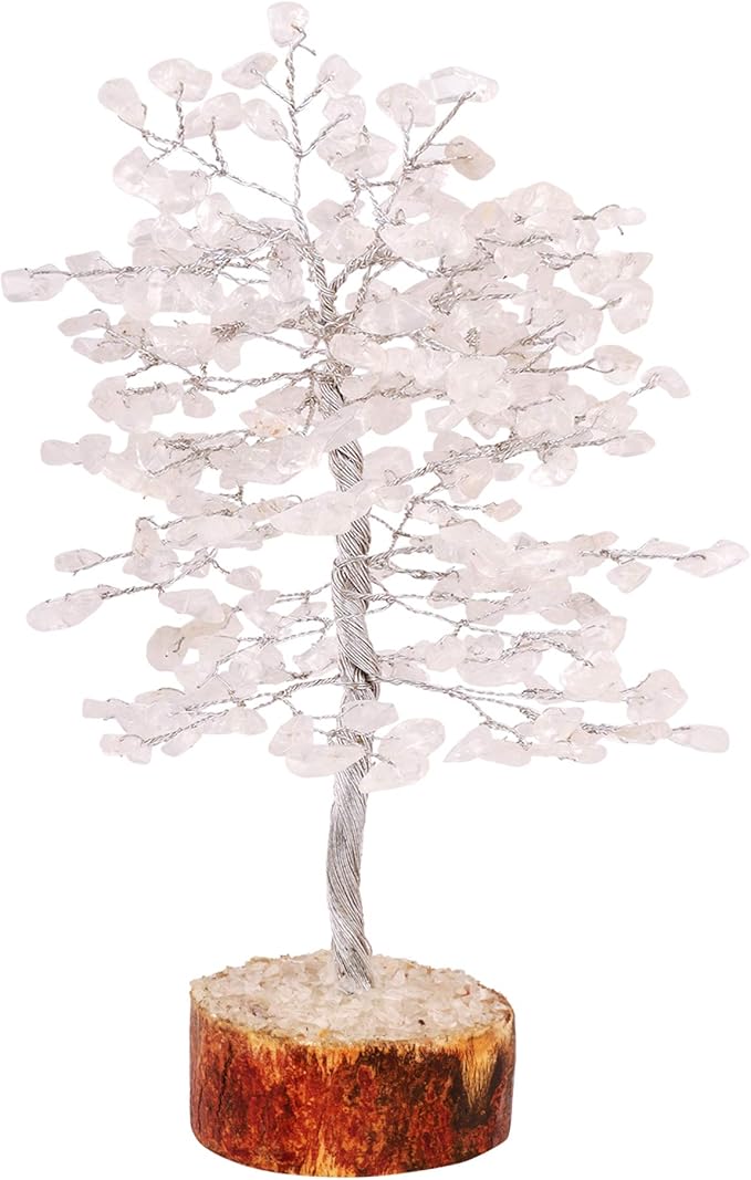 FASHIONZAADI Clear Quartz Gemstone Tree of Life - Handmade Crystal for Positive Energy, Chakra Money Tree Bonsai - Feng Shui Decor, Healing Crystals and Meditation Accessories, Spiritual Gift
