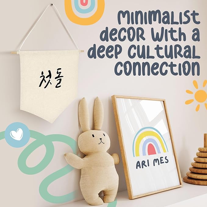 ARI MES - Wall Hanging Canvas Flag Banner for 100 Days Celebration, Chinese Baby Decor, Room Decorations, 100th Day Banner