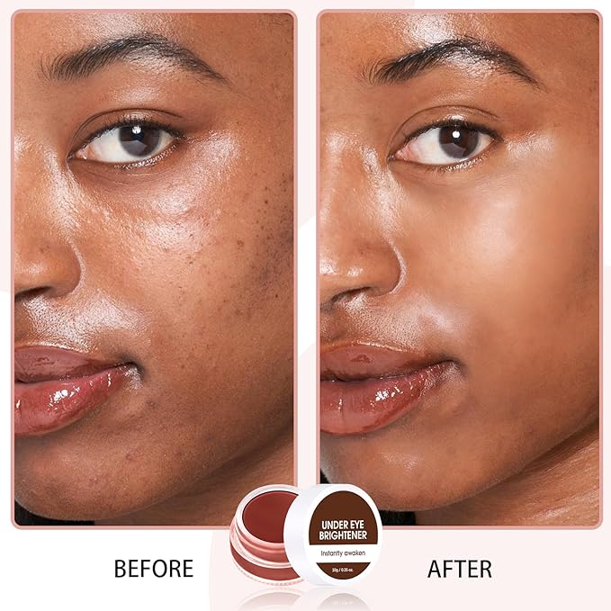 Under Eye Brightener Concealer, Long-Lasting Hydrating and Waterproof Color Corrector for Dark Circles, Full Coverage Lightweight Undereye Brightening Cream with Puff & Concealer Pen, #01 Dark Mocha