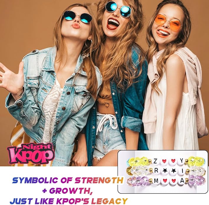 AICase for Kpop Merch Cosplay Inspired Bracelets 3 Pcs Stackable Stretch Friendship Beaded Crystal Bracelets for k pop Outfit Costume Merchandise Jewelry Gifts for Fans Women Christmas Stocking_70