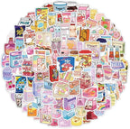 100pcs Cute Snack, Food, and Drink Stickers Set - Kawaii Small Stickers for Teens, Boys, Girls, and Adults