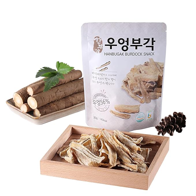 [HANBUGAK] Burdock Snack, Crispy Burdock Chips, Burdock Bugak, Korean Traditional Snack, No Artificial Preservatives, 5.29 oz (1.05 oz X 5ea)