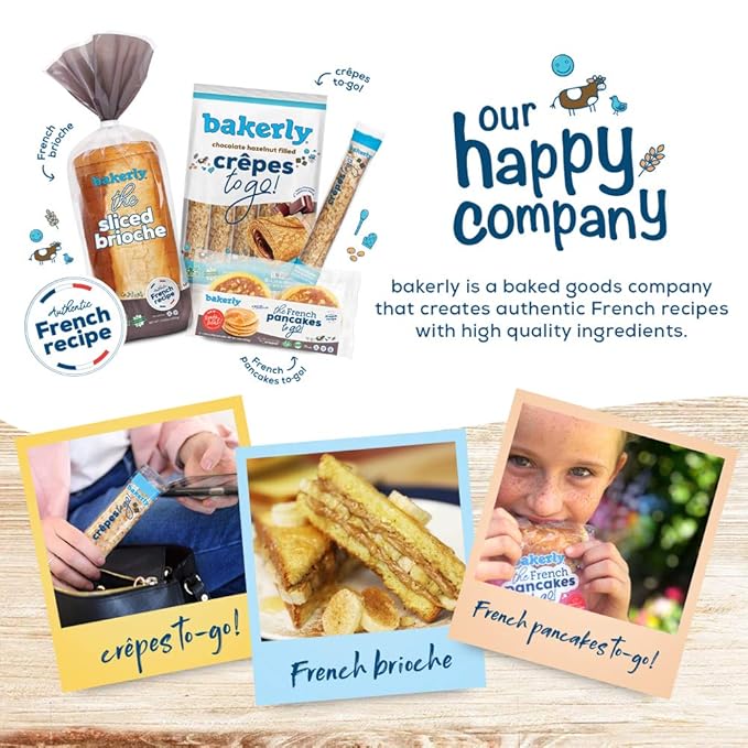 bakerly French Pancakes To Go! Non GMO, Free from Artificial Flavors & Colors, Pack of 4, 6-Count (24 Total Pancakes)
