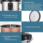 15L/15.8Quart (84 cups cooked rice) Extra Large Commercial Rice Cooker & Food Warmer with Time presetting, 6 Functions, Timer Delay Energy-Efficient for Professional Kitchens,Can preset cooking time