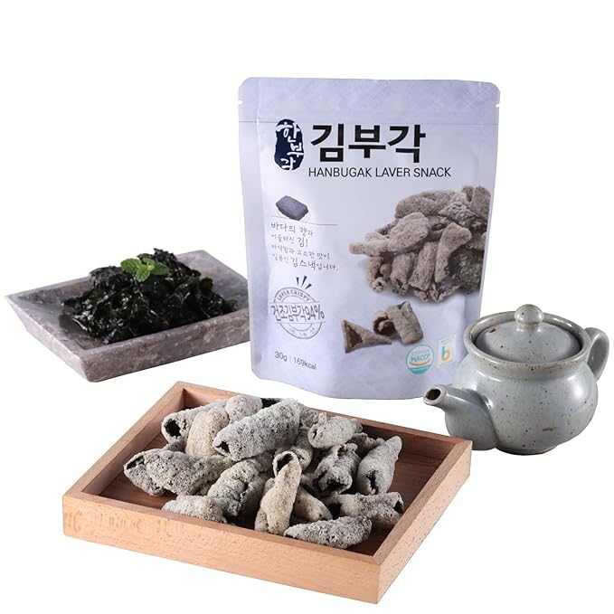 [HANBUGAK] Laver Snack, Crispy Laver Chips, Laver Bugak, Korean Traditional Snack, No Artificial Preservatives, 5.29 oz (1.05 oz X 5ea)