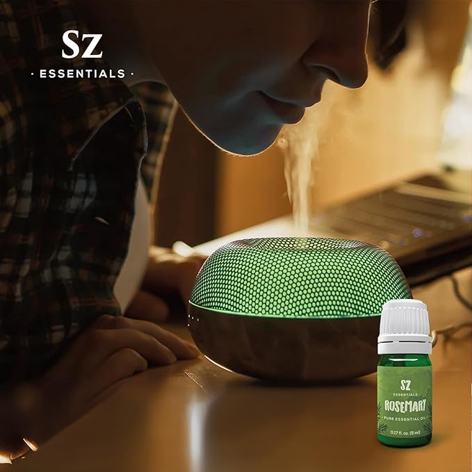 Rosemary Essential Oil - 100% Pure, Natural and Undiluted - Extracted from Fresh Rosemary Organically grwon in High Altitude- Fresh & Herbal Scent with Earthy Overtones - Vegan - 0.17oz