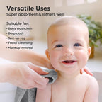 6-Pack Baby Washcloths - Soft Absorbent Viscose from Bamboo Wash Cloths for Babies, Kids, Toddlers, Infant, Newborn Bath Towels, Gentle on Sensitive Skin, 10x10 Reusable Face Towels (Cool Gray)