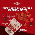 Buck Naked Bears - Cherry Kombucha Gummy Bears - Soft, Smooth, and Sweeter Like a Fruit Snack - Plant-Based Gummies Good Snack Choice - Non-GMO - Clean Label Gummy Candy, Vegan - 3.5oz 3-Pack