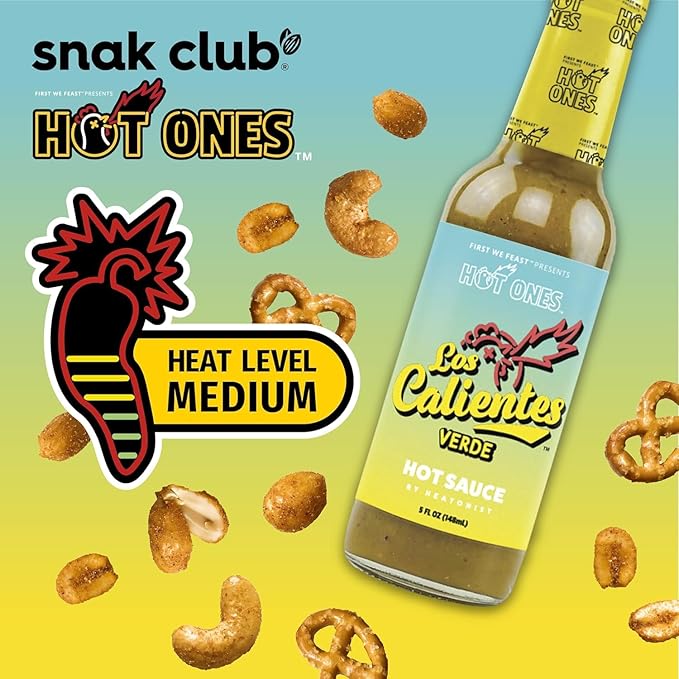 Snak Club x Hot Ones Snack Mix, Smoky Sweet, Spicy Snacks with Peanuts, Pretzels, Sesame Sticks, Toasted Corn, Cashews, Inspired by Hot Ones, Vegan Snack, 10 oz Resealable Bag