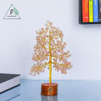 FASHIONZAADI Crystal Tree of Life with Rose Quartz - Pink Gemstone Bonsai for Positive Vibes - Feng Shui Money Tree for Meditation, Healing & Home Decoration