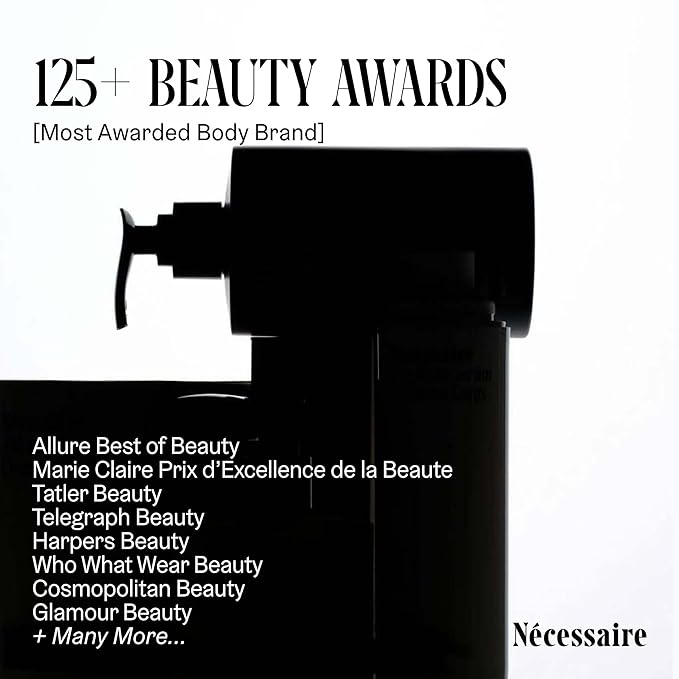Nécessaire The Body Lotion with Pump. Hinoki. Multi-Peptide Firming Lotion to Moisturize, Firm, Strengthen. 2.5% Niacinamide, Vitamin C/E + Omega 6/9. 450ml / 15.2 fl oz