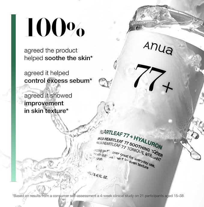Anua Heartleaf 77 Soothing Toner I pH 5.5 Trouble Care, Calming Skin, Refreshing, Hydrating, Purifying, Cruelty Free, Vegan,(250ml / 8.45 fl.oz.)