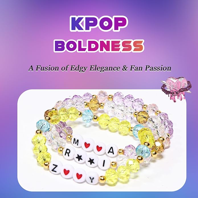 AICase for Kpop Merch Cosplay Inspired Bracelets 3 Pcs Stackable Stretch Friendship Beaded Crystal Bracelets for k pop Outfit Costume Merchandise Jewelry Gifts for Fans Women Christmas Stocking_70