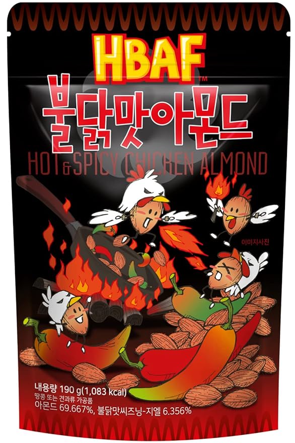 Gilim HBAF Korean Seasoned Almonds Hot & Spicy (1 x 210 gram pack)