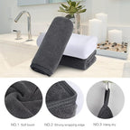SINLAND Microfiber Face Cloths Reusable Makeup Remover Washcloths Super Soft and Absorbent Fingertip Face Towels for Sensitive Skin Women 12 x 12 Inch 6 Pack White and Grey