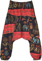 AITFINEISM Men's Drawstring Aladdin Hippie Harem Pants Loose Drop Crotch Trousers