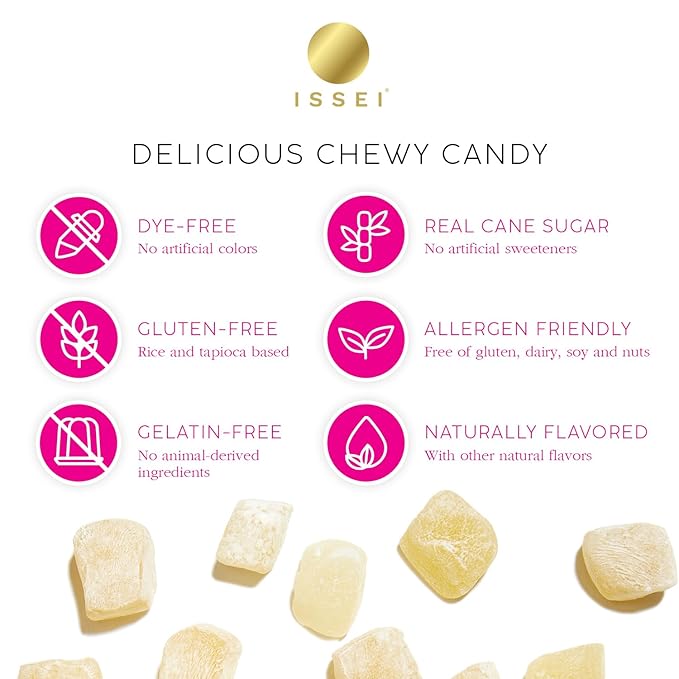 ISSEI Peach Mochi Gummies | Dye-Free Candy | Gluten-Free | Real Sugar, No Artificial Flavors or Colors | Award-Winning Japanese Candy | 4 Oz 1-Pack