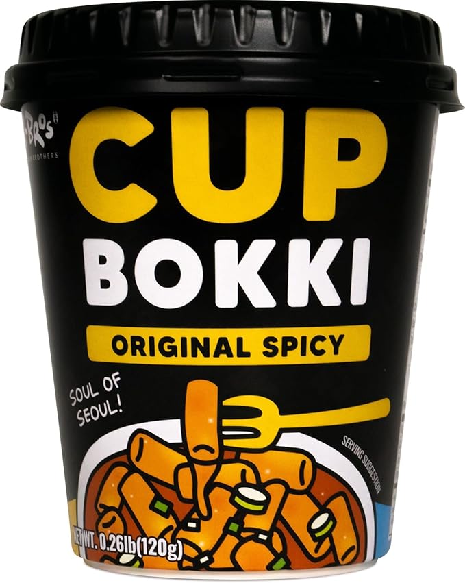 CupBokki Korean Tteokbokki Rice Cakes, Spicy Flavor, 6 Pack - Authentic Spicy Korean Rice Cake Jjajang from the Korean Bros (떡볶이)