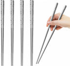 5 Pairs Dragon Chopsticks Set Premium Stainless Steel 316 Kitchen Dinning Utensils Silver Reusable Metal Chop Sticks Tableware Gift Set 9.26 Inches
