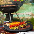Korean BBQ Grill, Nonstick Round Griddle Pan with Bag, 12 Inch 6 Layer Coating BBQ Griddle, Cast Iron Griddles for Stove Top, Induction, Outdoor Camping, Tawa Roti Pan