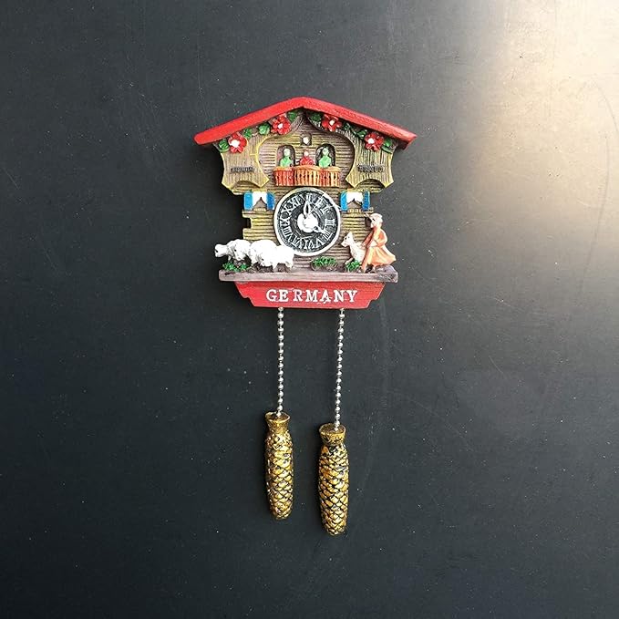 3D Germany Cuckoo Clock Refrigerator Fridge Magnet Tourist Souvenirs Handmade Resin Craft Magnetic Stickers Home Kitchen Decoration Travel Gift