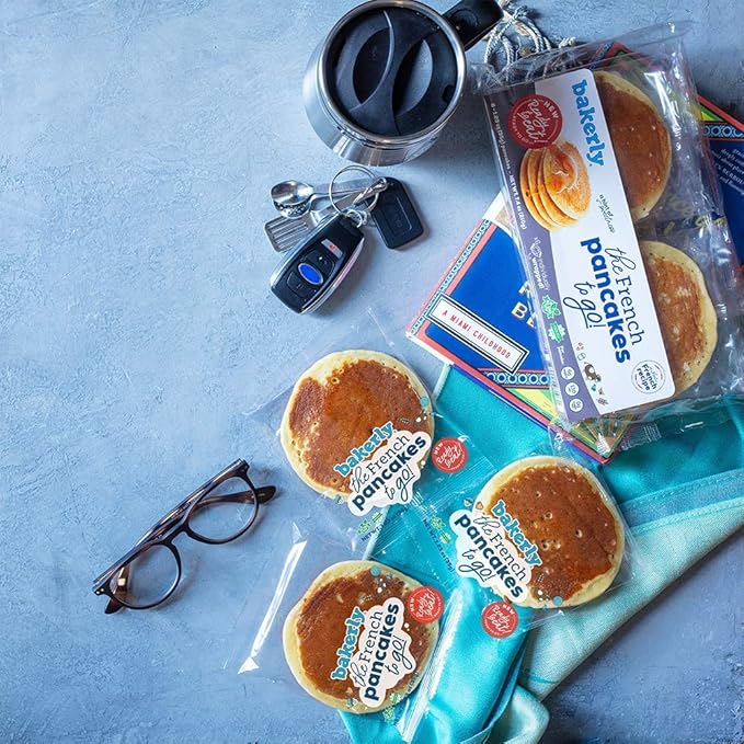 bakerly French Pancakes To Go! Non GMO, Free from Artificial Flavors & Colors, Pack of 4, 6-Count (24 Total Pancakes)