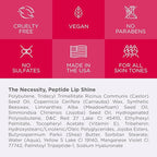 Côte Beauty's Peptide Lip Shine in Lola, Ultra Hydrating & Long-Lasting Coral Plumping Lip Gloss for Women with Hyaluronic Acid, Shea Butter & Jojoba Oil, Vegan & Cruelty-Free, 0.12 Fl Oz