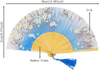 Amajiji 8.27"(21cm) Hand Held Bamboo Silk Folding Fan Hand Fan,Chinese/Japanese Charming Elegant Vintage Retro Style,Women Ladys Girls Best Gifts (SkyBlue)