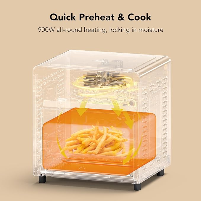 8.5 QT 5-in-1 Toaster Oven Air Fryer Combo, Stainless Steel, Fast Preheat, Ideal for Small Spaces, Travel & Family, Healthy Cooking Included