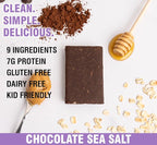 KiZE Energy Bars - Gluten Free, Dairy Free, Non-GMO, and High Protein Meal Replacement Energy Bars, Meal Bas, Clean & Simple Food Ingredients - Chocolate Sea Salt, 7g High Protein Snacks, (10 Count)