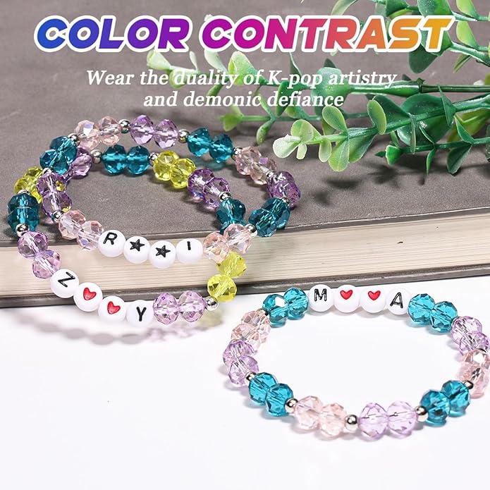 AICase for Kpop Merch Inspired Crystal Bracelets 3 Pcs Stackable Stretch Friendship Beaded Bracelets for k_pop Merchandise Jewelry Gifts for Fans Stocking Stuffers_3077
