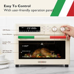 Air Fryer Toaster Oven Combo 10-in-1 Countertop Oven with Graphene Heating and True Convection, Non-Toxic Enamel Interior, Bake 12" Pizza, 6 Slices Toast, with Enamel Baking Pan Easy Clean