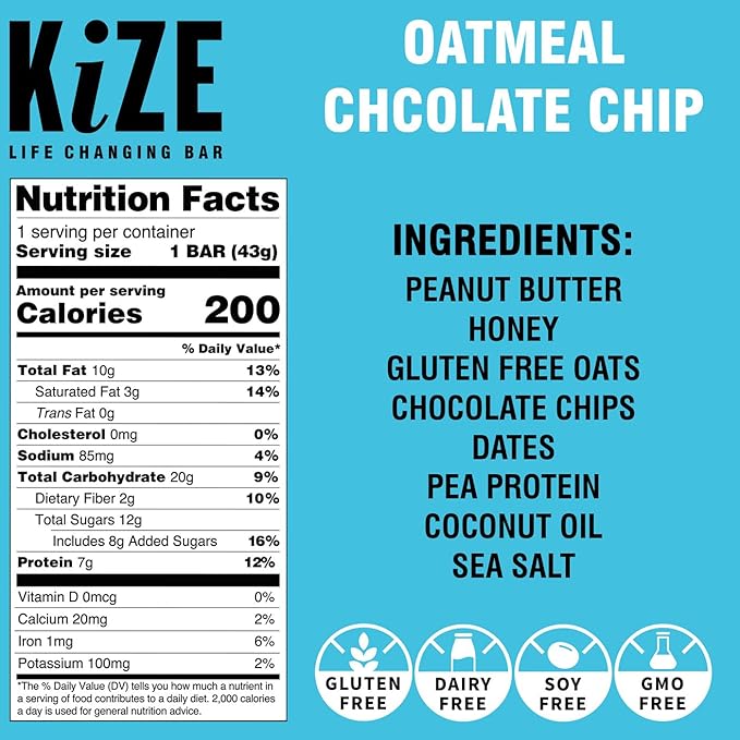 KiZE Energy Bars - Gluten Free, Dairy Free, Non-GMO, and High Protein Meal Replacement Energy Bars, Clean & Simple Food Ingredients - Chocolate Lovers Variety Pack, 9g High Protein Snacks, (10 Count)