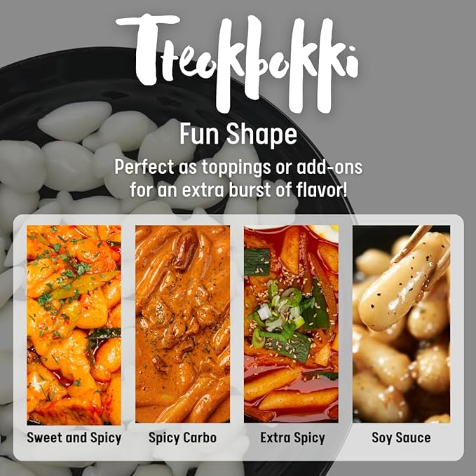 Korean Rice Cake, Tteokbokki, Fun-Shaped & Chewy, 1 Pack (2 Individual Package) Vegan, Non-GMO, Gluten-Free, Easy to Cook, 14.10oz per Pack (1 Pack)