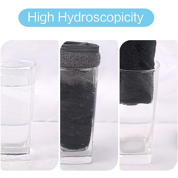 SINLAND Microfiber Face Cloths Reusable Makeup Remover Washcloths Super Soft and Absorbent Fingertip Face Towels for Sensitive Skin Women 12 x 12 Inch 3 Pack Grey
