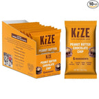 KiZE Energy Bars - Peanut Butter Chocolate Chip - Gluten Free, Dairy Free, Non-GMO, and High Protein Meal Replacement Energy Bars, Clean and Simple Food Ingredients - Peanut Butter Chcolate Chip, 10g High Protein Snacks, (10 Count)