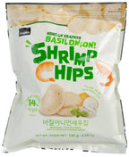 Korean Basil Onion Shrimp Chips - Resealable Crispy Snack with Herby Shrimp Flavor, 4.5 Servings per Package - Pack of 1