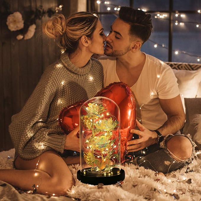 Beauty and The Beast Rose,Birthday Gifts for Women,Colorful Rainbow Up Rose in A Glass Dome,Gifts for Mom,Women,Wife's,Grandma Wife Anniversary,Valentines,Thanksgiving,Christmas,Wedding