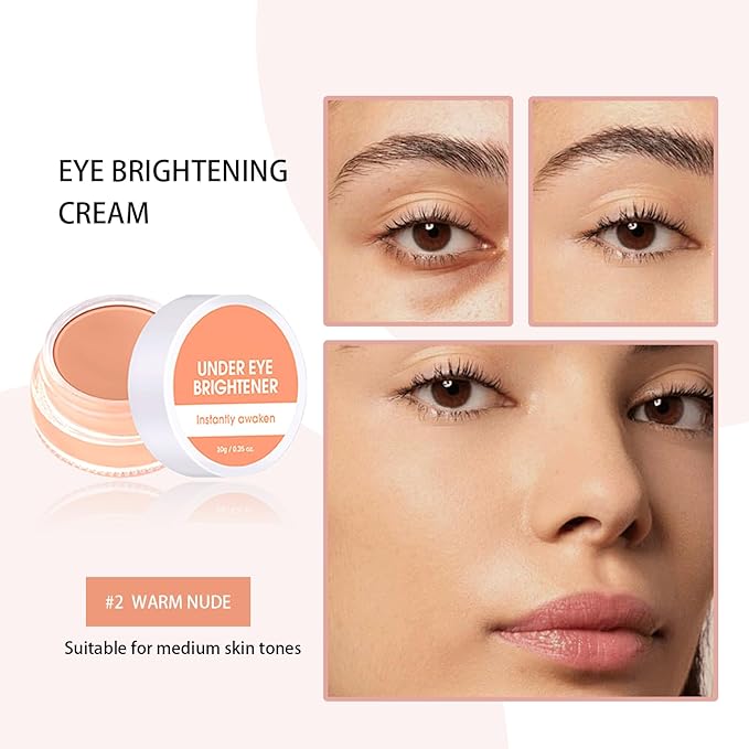 Under Eye Brightener Concealer, Long-Lasting Hydrating and Waterproof Color Corrector for Dark Circles, Full Coverage Lightweight Undereye Brightening Cream with Puff & Concealer Pen, #02 Warm Nude