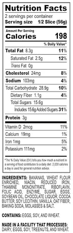 Nadel - NATURALLY DELICIOUS BANANA CHOCOLATE CHIP CAKE SLICES (4 Pack) Sweet Breads & Cakes, Back to School lunch snack, breakfast bar
