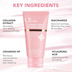 Collagen Overnight Wrapping Peel Off Facial Mask, Collagen Night Wrapping Mask, Hydrating Anti Wrinkle Lifting for All Skin Types, Firming&Elasticity Sleeping Mask (Brush Included)