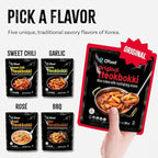 O’Food Tteokbokki Korean Rice Cakes – [Original Gochujang | Pack of 1] – Gluten-Free (Except BBQ), Healthy/ Savory/ Bold/ Fiery, 0 Cholesterol/ 0 Trans Fat/ No MSG/ No Corn Syrup, Spicy Street Snack, Ready in Minutes