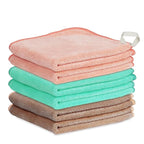 Makeup Remover Cloth 12 x 12 Inch, Reusable Makeup Remover Towels for Washing Face, 6 Pack Washable Microfiber Face Cloth Fast Drying Washcloth, Brown/Coral/Green