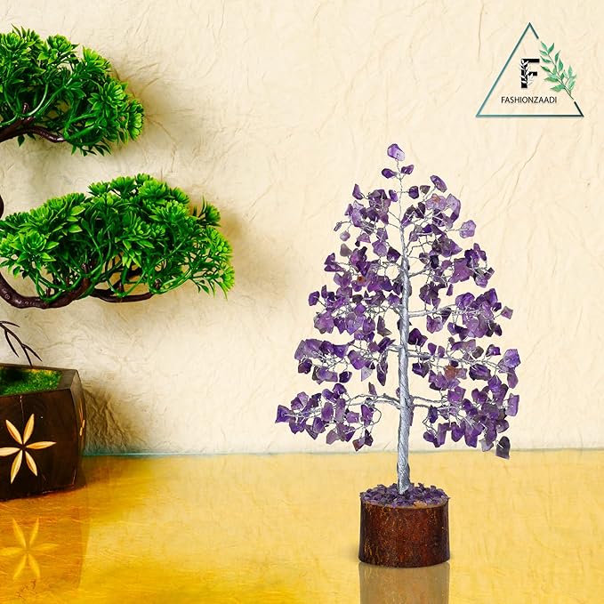 FASHIONZAADI Amethyst Crystals Tree of Life - Stones and Crystals - Bonsai Tree - Good Luck Gifts for Women - Meditation Accessories - Chakra Stones Decor