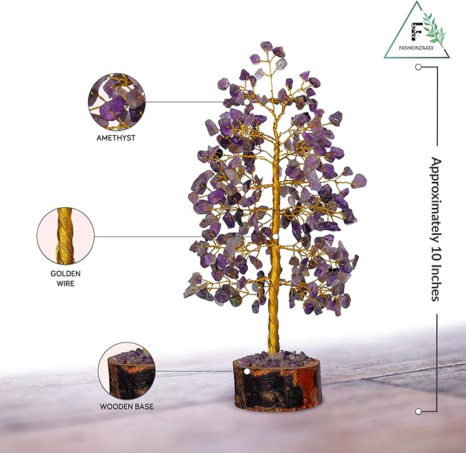 FASHIONZAADI Amethyst Crystals Tree of Life - Stones and Crystals - Bonsai Tree - Good Luck Gifts for Women - Meditation Accessories - Chakra Stones Decor